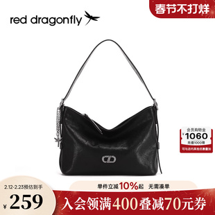 红蜻蜓复古hobo包女2025新款棕色通勤大容量女包单肩包斜挎包时尚