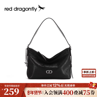 红蜻蜓复古hobo包女2025新款棕色通勤大容量女包单肩包斜挎包时尚