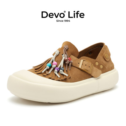 Devo/的沃软木拖鞋勃肯鞋女包头厚底时尚穿搭休闲鞋24124W