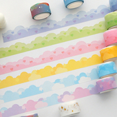 韩系手帐异形造景云朵胶带边框波浪形手账爱心打底素材基础贴纸