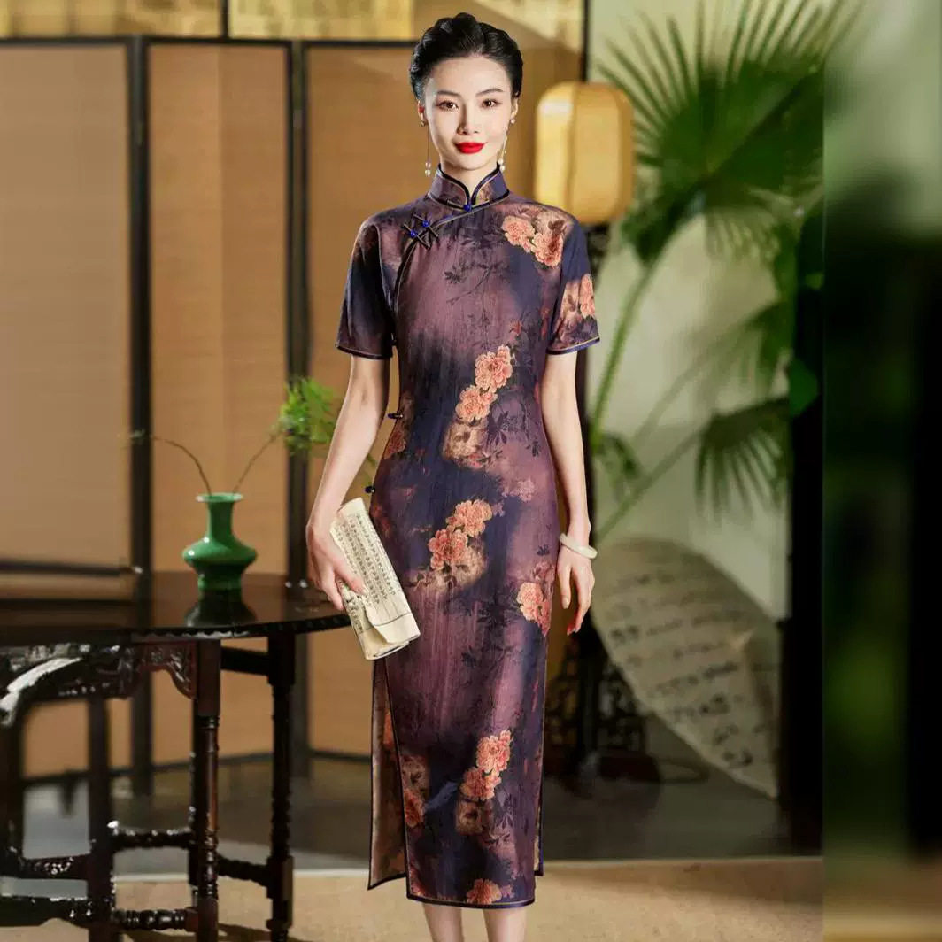 传统国风全开襟旗袍夏女2026新款复古改良老上海妈妈装连衣裙长款