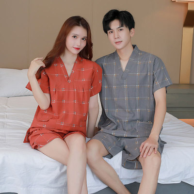 汗蒸服女款棉布套装情侣加肥大码棉桑拿服男按摩浴服汉蒸衣服养生