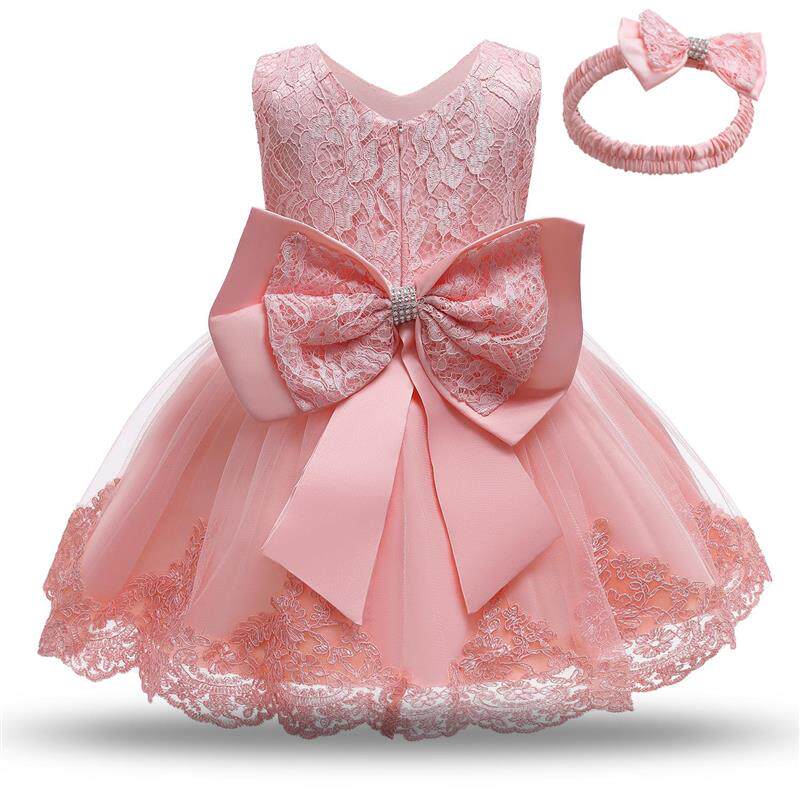 婴儿公主裙宝宝周岁礼服蝴蝶结蓬蓬裙婴幼童蕾丝连衣裙亚马逊欧美