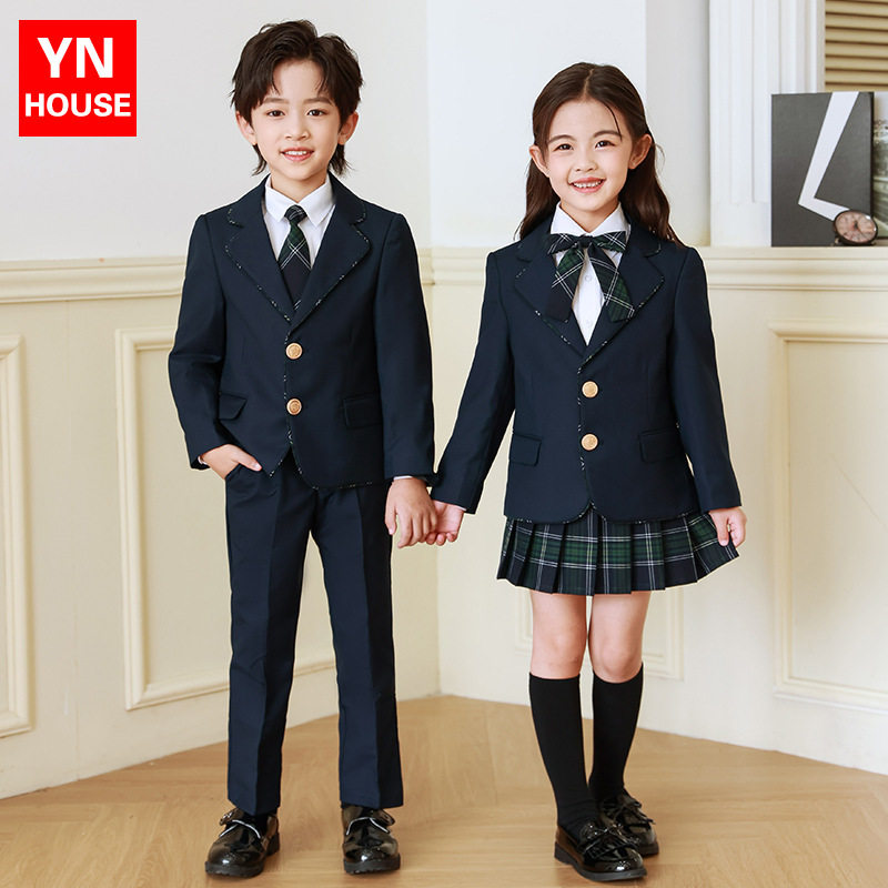 儿童春秋款学院风西装校服套装幼儿园园服小学生英伦风班服三件套