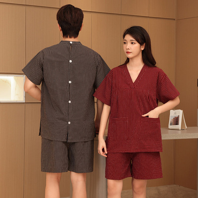 艾灸服后开扣针灸理疗服男女情侣汗蒸服男女大码按摩足疗服刮痧浴