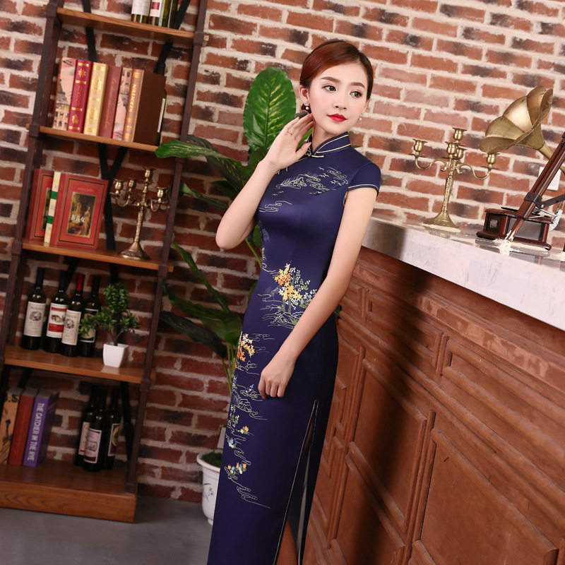 秋季复古风宴会立领大码妈妈装