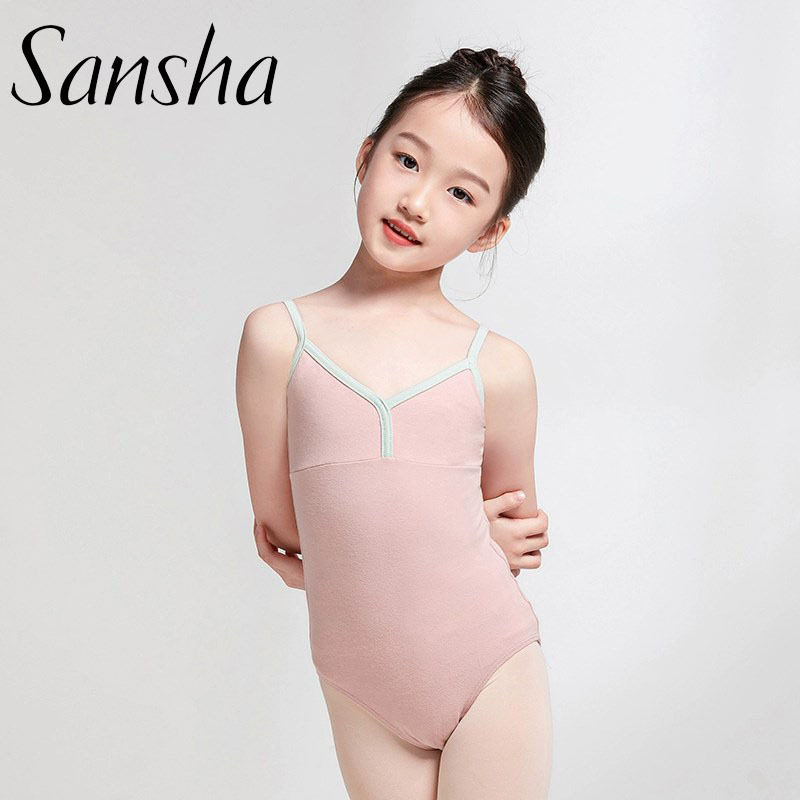 法国三沙儿童舞蹈练功服纯棉吊带芭蕾舞考级训练连体服夏季中国舞