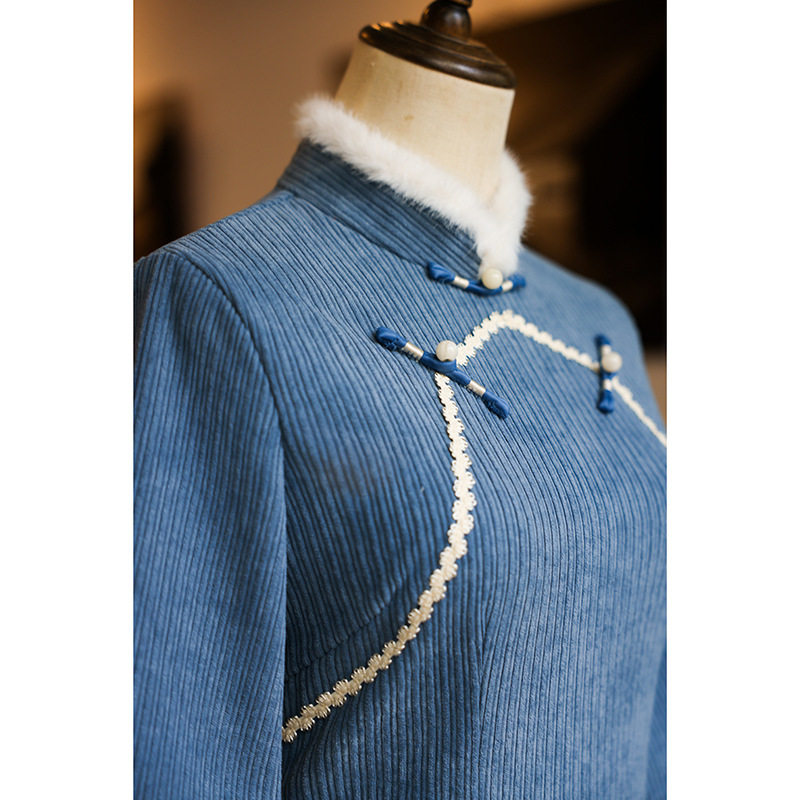 新中式旗袍女秋冬2026新款长袖复古改良年轻款加绒马甲日常连衣裙