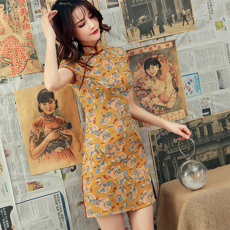 2026夏季新款立领时尚显瘦短款旗袍改良中国风短款低开衩礼服少女