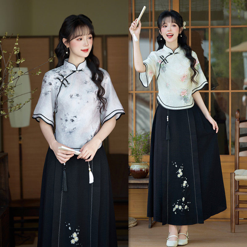 民国女士学院风旗袍上衣套装2026春新款改良新中式国风旗袍两件套