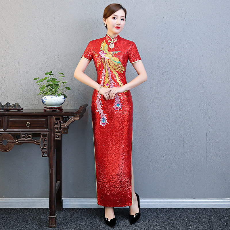 婚宴旗袍女2026春季新款时中国风大码连衣裙长款改良走秀演出礼服