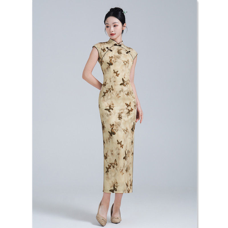 老上海复古国风改良新中式长款圆襟旗袍2026春夏新款日常可穿礼服
