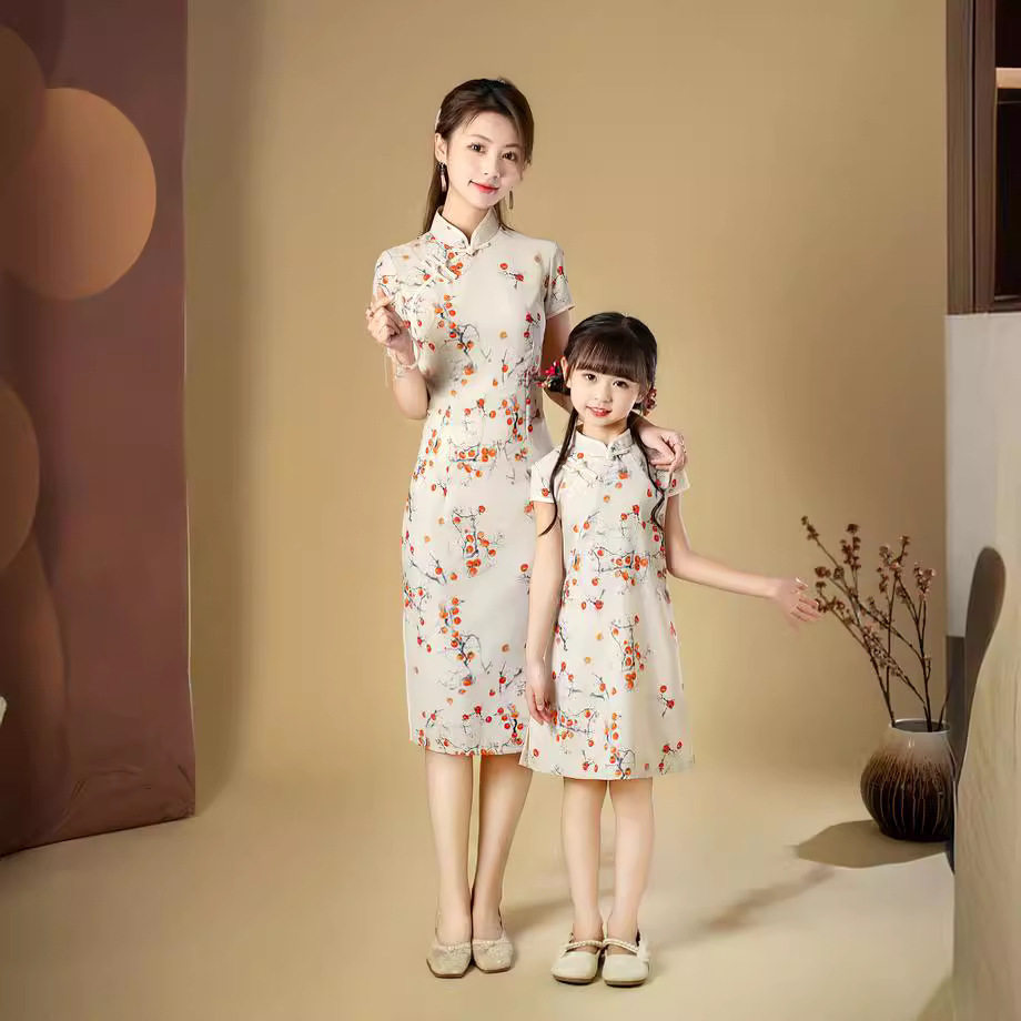 女童夏季亲子装2026新款旗袍演出服洋气母女中国风儿童改良连衣裙