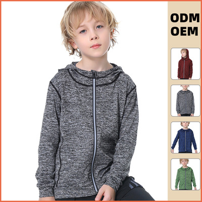 2025儿童健身服男童速干连帽运动外套爆汗篮球训练跑步服同款