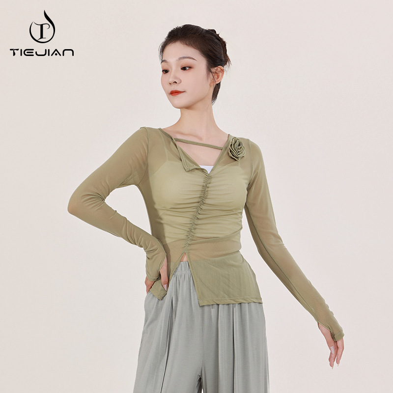 古典舞练功服成人女身韵纱衣中国风现代舞日常练功服古典舞上衣