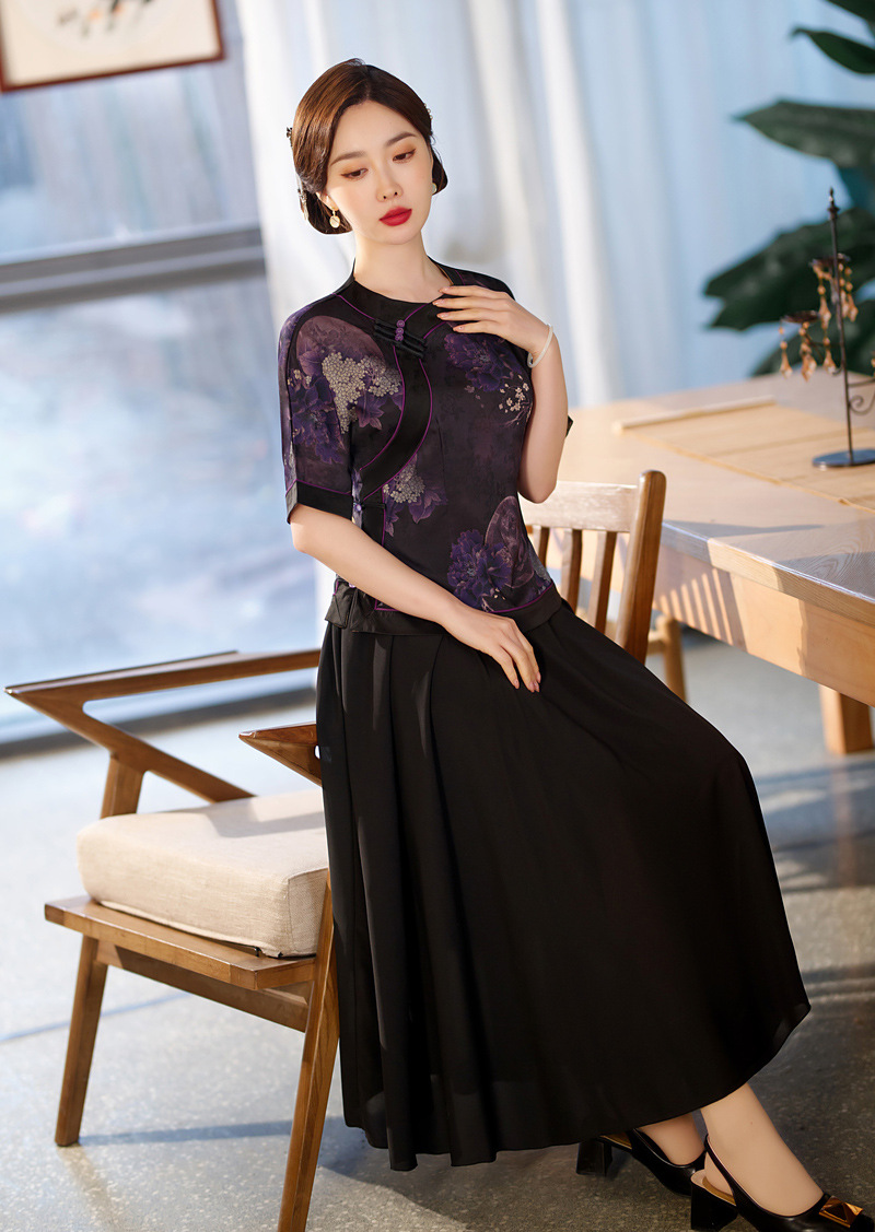 2025套装旗袍女装春秋冬新款麂绒民国风长裙改良女装礼服连衣裙