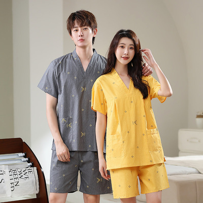 汗蒸服女款棉布男女情侣大码浴服桑拿服套装睡衣酒店按摩保健养生