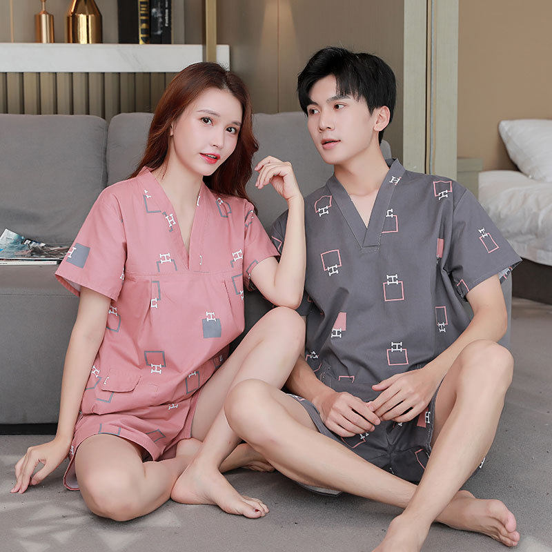 汗蒸服女款棉布套装情侣加肥大码棉桑拿服男按摩浴服汉蒸衣服足疗