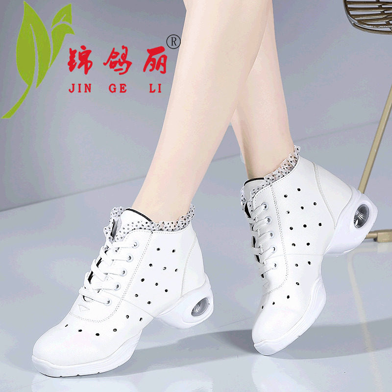 春季新款广场舞鞋女软底镂空舞蹈鞋气囊底中跟女士舞鞋跳舞拉丁鞋