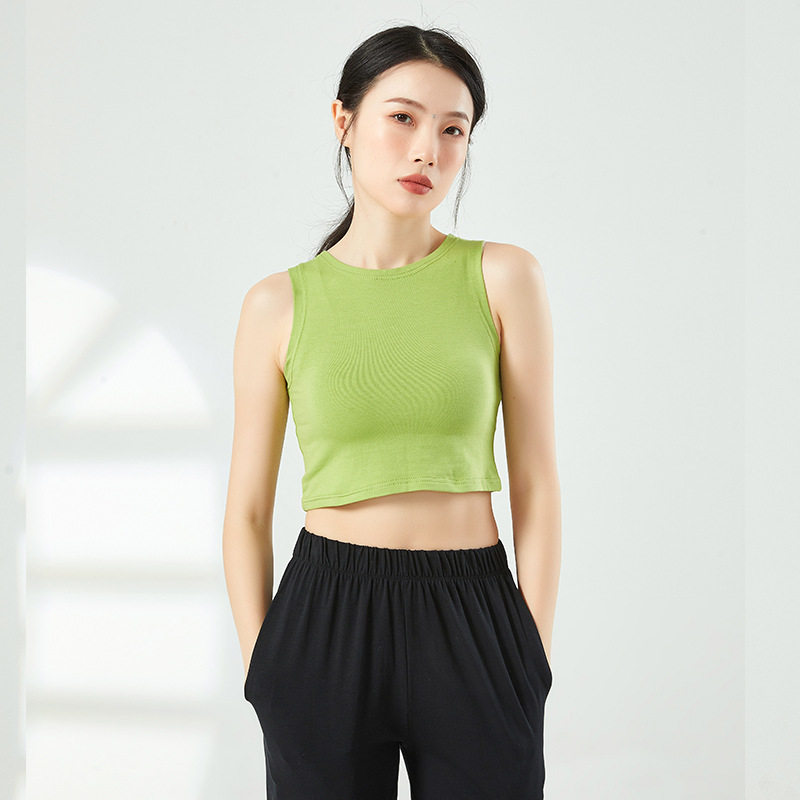 现代舞蹈练功服紧身棉舞蹈背心短款瑜伽健身跑步运动上衣2026夏