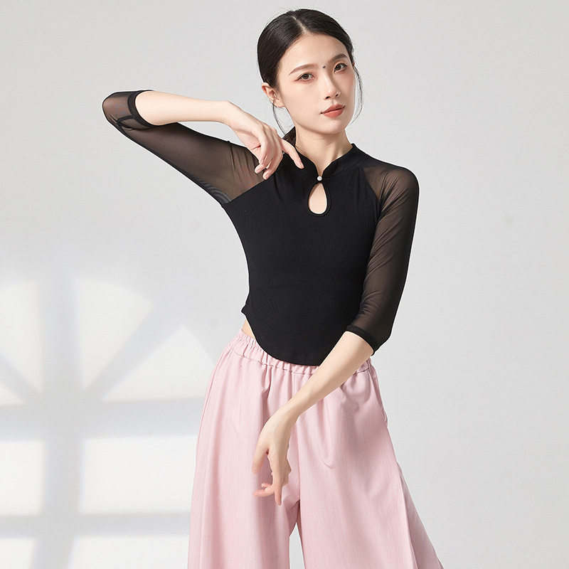 古典舞服装气质修身纱衣现代舞演出服练功服身韵形体服上衣女士