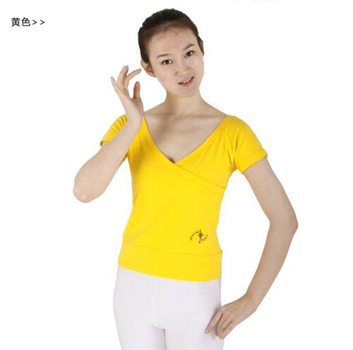 舞动空间新款薄棉半袖交叉舞蹈服 广场舞衣舞蹈服装瑜伽健身女士