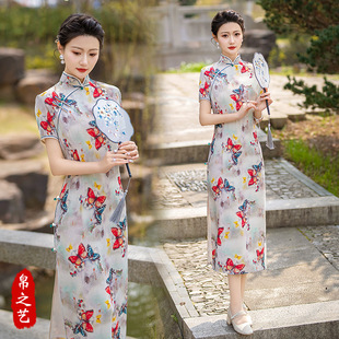 旗袍年轻高端气质改良长款细腰显瘦修身2026年春天新款连衣裙礼服