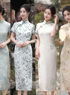改良版旗袍连衣裙复古优雅年轻款少女蚀骨中国风中长款日常小个子
