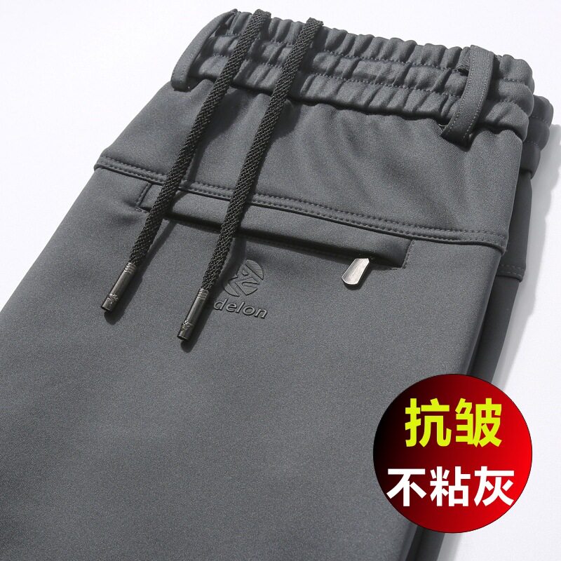 高级春秋季休闲裤男士抗皱免烫卫裤宽松直筒运动裤加绒长裤子跨境