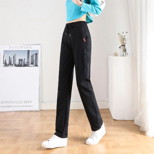 子纯棉休闲卫裤 拉链口袋小直筒运动裤 加厚显瘦加绒裤 秋冬新款 女裤