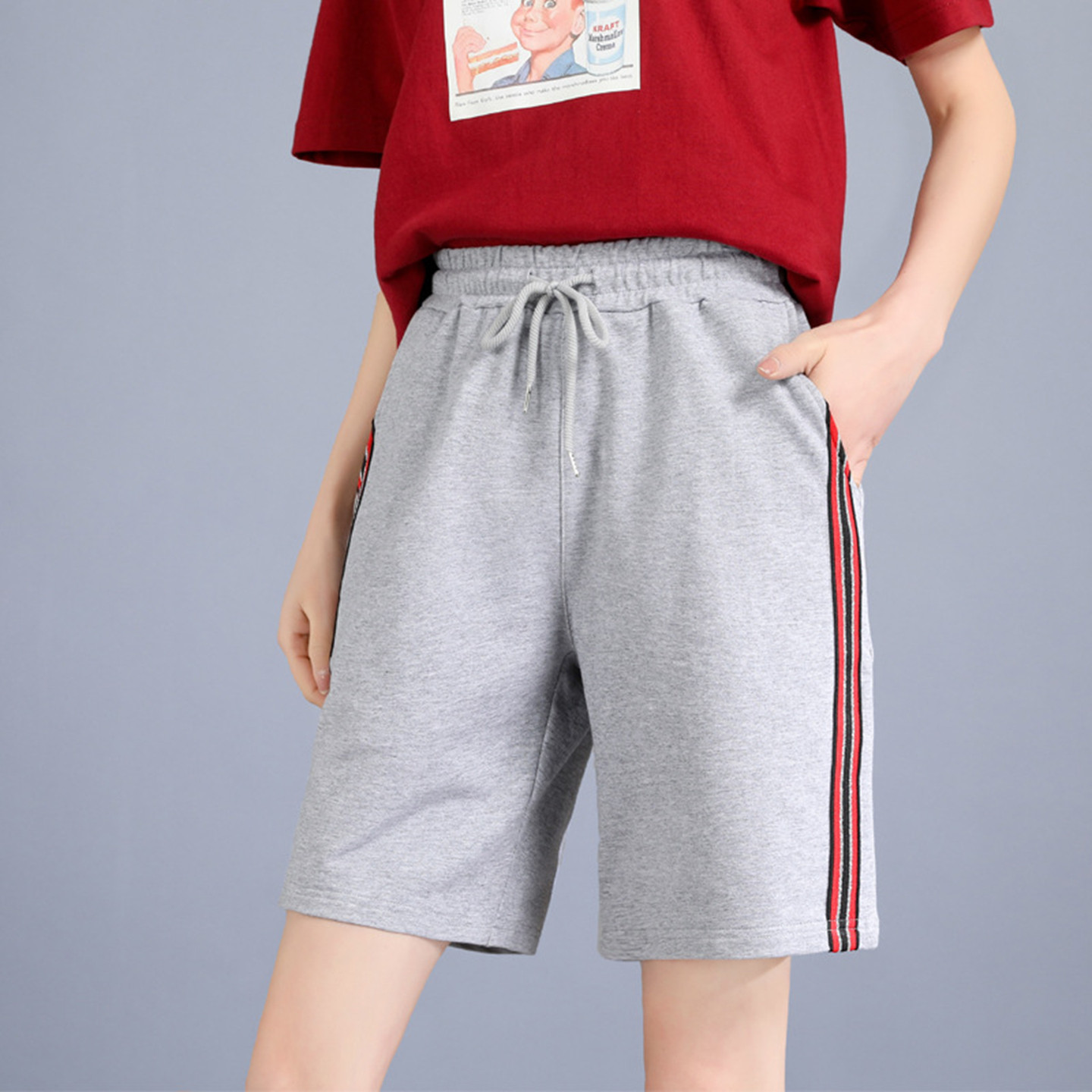 纯棉运动短裤女孩薄款休闲五分裤图片