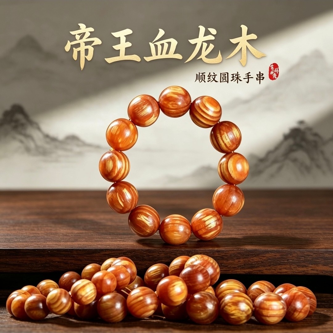 帝王血龙木木质檀香手持手链手串链单圈手作文玩高端珠佛珠念珠