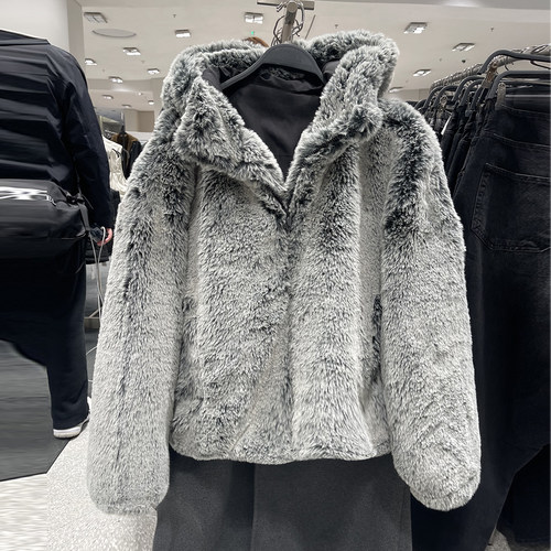 za obasov男装2025冬装新款连帽夹克人造皮草棉服外套0993700916