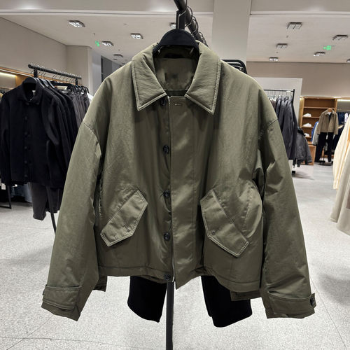 za obasov男装2026冬装新款翻领夹棉夹克上衣宽松棉服外套3833440