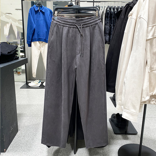 长裤休闲宽松绒面直筒裤子