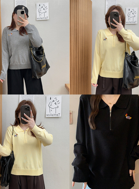 宛宛大码女装灰色polo领正肩短袖t恤胖mm宽松巨显瘦内搭针织上衣