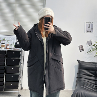 韩版 加肥加大码 新款 胖妹m冬装 羽绒棉服宽松显瘦连帽棉衣200斤 女装