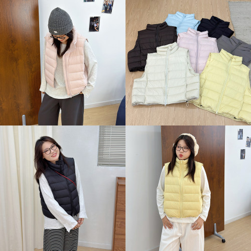 宛宛大码【反季福利】冬季轻薄立领90白鸭绒羽绒服胖mm时尚马甲女