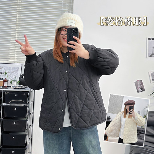 宛宛家菱格纹棉服百搭时尚