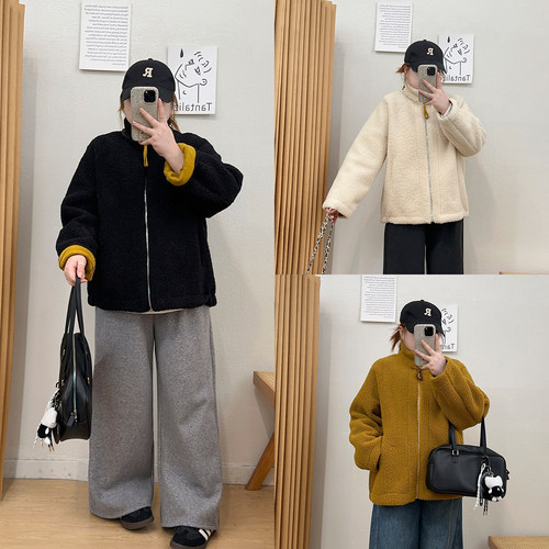 立领仿羊羔毛休闲保暖外套