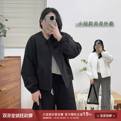 圆领小短款轻薄夹克外套