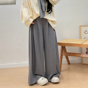 设计感慵懒风拖地阔腿裤 宛宛大码 秋季 女装 胖mm高腰显瘦垂感休闲裤