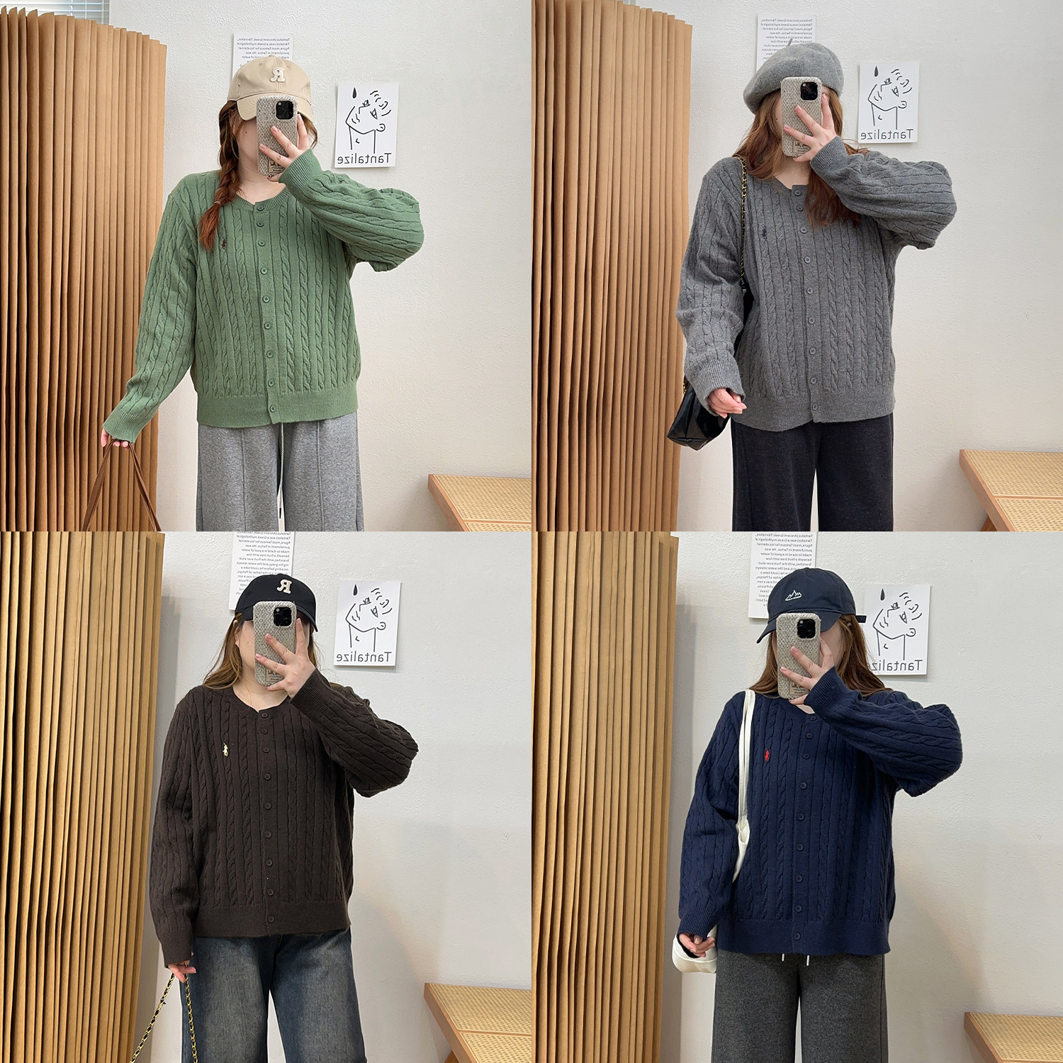 宛宛大码长袖针织开衫外套女秋冬季时尚麻花毛衣胖MM遮肉显瘦上衣