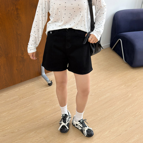 宛宛大码女装高腰牛仔短裤夏季胖mm显瘦小个子遮胯a字阔腿热裤子