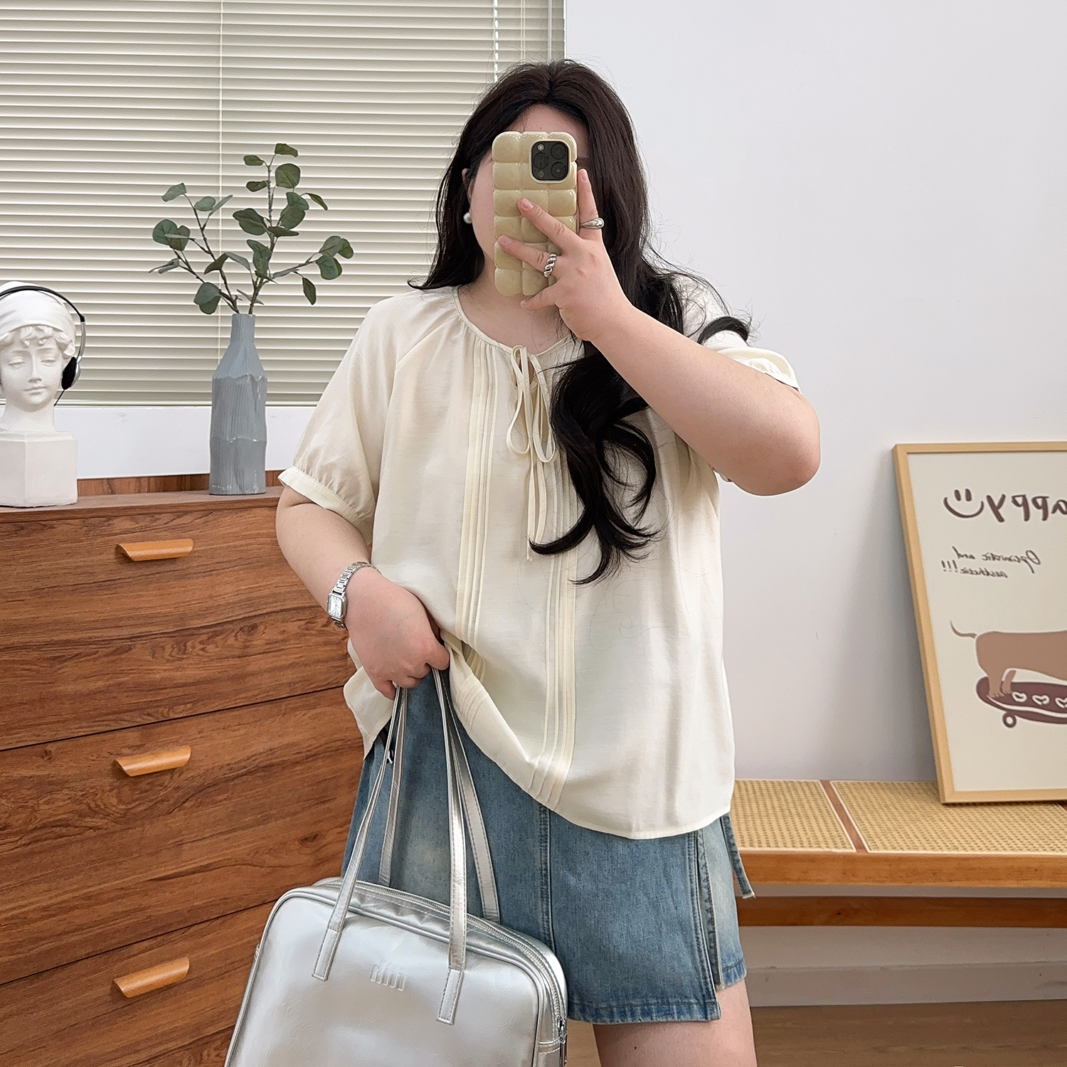 宛宛大码雪纺衬衫女夏胖mm宽松上衣显瘦透气内搭遮肉百搭垂感小衫