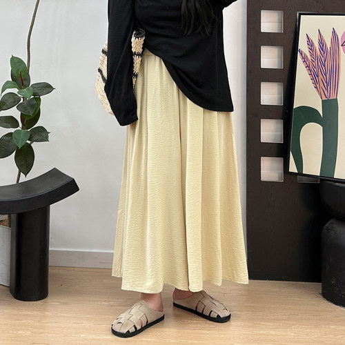 宛宛大码女装胖MM高腰裙裤夏季新款显瘦遮胯A字裙裤休闲九分长裤