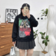 宽松休闲显瘦圆领长袖 宛宛大码 卡通印花韩版 胖mm秋冬新款 卫衣 女装