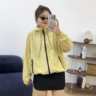 风高领连帽防晒秋季 胖妹妹工装 高级感百搭宽松外套 女装 宛宛大码