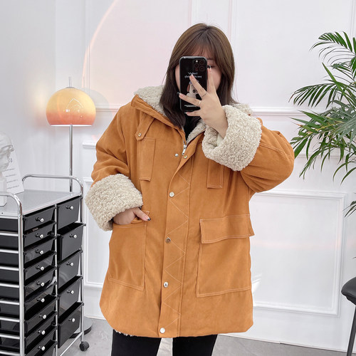 保暖加厚羊羔毛立领棉服