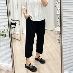 薄款 九分垂感冰絲直筒寬松大碼 褲 高腰休閑蘿卜煙管褲 子 女夏季 西裝